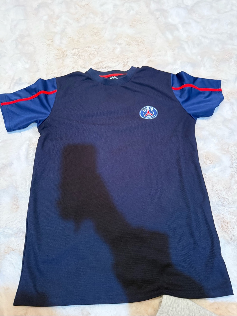 Men's Navy PSG-Inspired Athletic Jersey with Red Accent